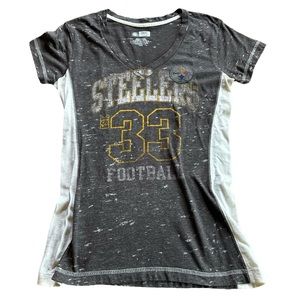 NFL Team Apparel Pittsburgh Steelers Women’s Tee Shirt Size Medium Gray White